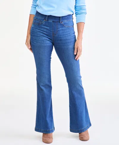 Style & Co Petite High-waisted Flare Shaping Jeans, Macy's Exclusive In Blue