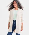 Style & Co Petite Honeycomb-knit Open-front Long Cardigan, Macy's Exclusive In White