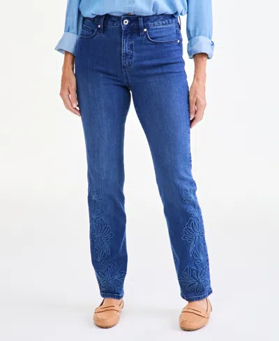 Style & Co Petite Isla Wash High-rise Straight-leg Jeans, Macy's Exclusive In Blue
