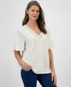 Style & Co Plus Size V-neck Top, Exclusively At Macy's In Whisper Wh