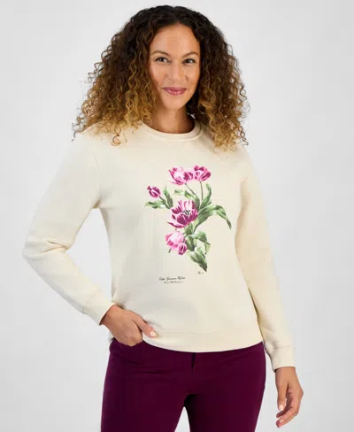 Style & Co Petite Leicester Floral Graphic Print Sweatshirt, Macy's Exclusive In Neutral