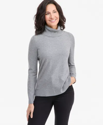 Style & Co Petite Long-sleeve Turtleneck Sweater, Created For Macy's In Stormy Heather