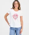 Style & Co Petite Love Flowers Perfect Crewneck T-shirt, Macy's Exclusive In Brown