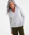 Style & Co Women's Luxsoft Johnny-collar Sweater, Macy's Exclusive In Silver