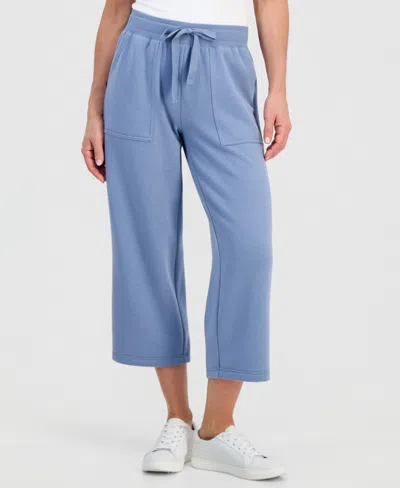 Style & Co Petite Lux Soft Cropped Wide-leg Pants, Macy's Exclusive In Blue