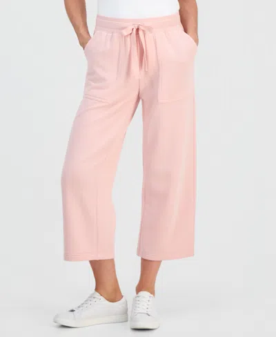 Style & Co Petite Lux Soft Cropped Wide-leg Pants, Macy's Exclusive In Pink