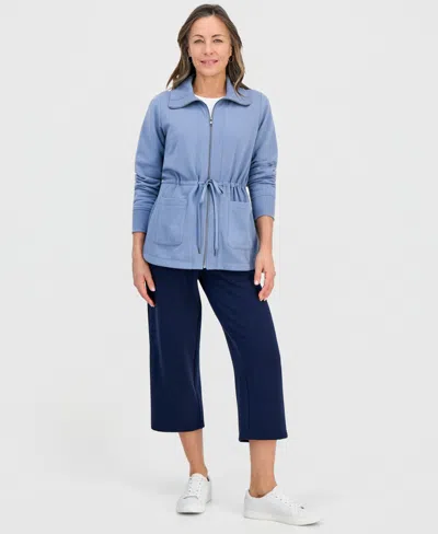 Style & Co Petite Lux Soft Fleece Anorak Knit Jacket, Macy's Exclusive In Blue