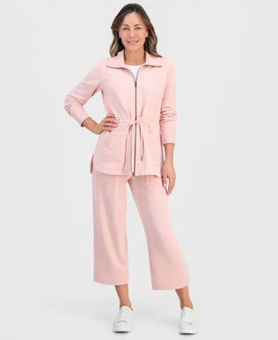 Style & Co Petite Lux Soft Fleece Anorak Knit Jacket, Macy's Exclusive In Pink