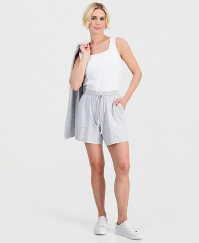 Style & Co Petite Luxlounge French Terry Knit Pull-on Shorts, Macy's Exclusive In Gray