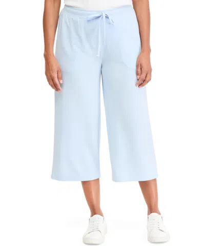 Style & Co Petite Luxlounge Relaxed-fit French-terry Wide-leg Capris Pants, Macy's Exclusive In Pale French Blue