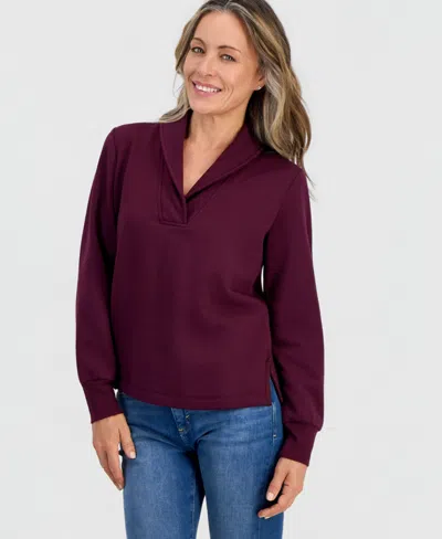 Style & Co Petite Luxlounge Shawl Collar Long-sleeve Pullover, Macy's Exclusive In Animal Print