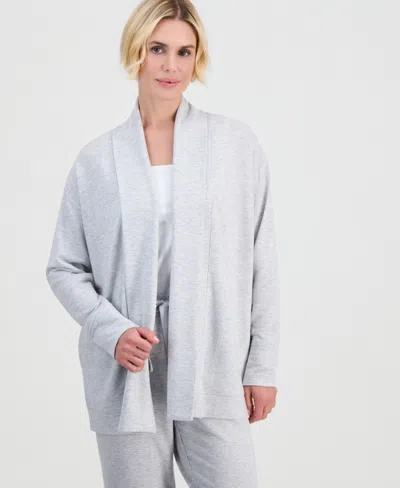 Style & Co Petite Luxsoft French Terry Fleece Cardigan, Macy's Exclusive In Gray