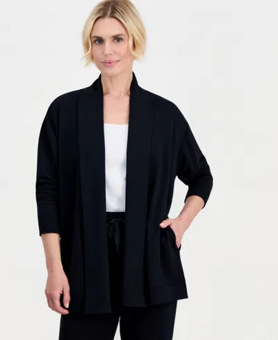 Style & Co Petite Luxsoft French Terry Fleece Cardigan, Macy's Exclusive In Black