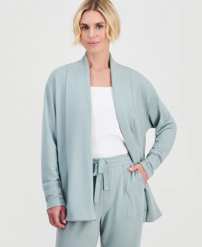 Style & Co Petite Luxsoft French Terry Fleece Cardigan, Macy's Exclusive In Blue