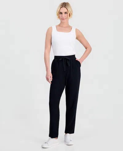 Style & Co Petite Luxsoft French Terry Fleece Sweatpants, Macy's Exclusive In Black