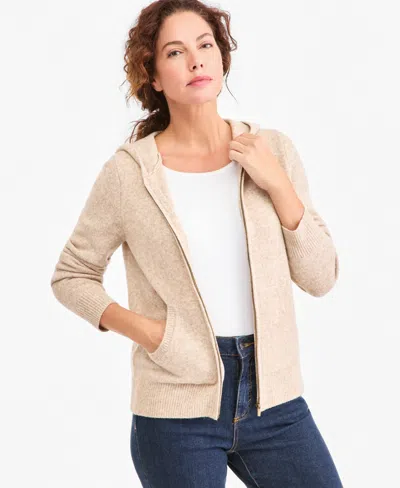 Style & Co Petite Luxsoft Full-zip Hoodie Sweater,, Macy's Exclusive In Neutral