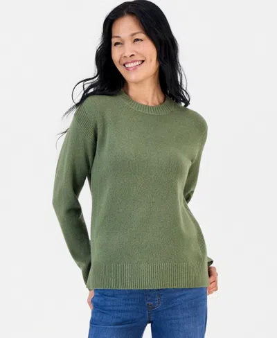Style & Co Petite Luxsoft Long-sleeve Crewneck Loose Pullover Sweater, Macy's Exclusive In Multi