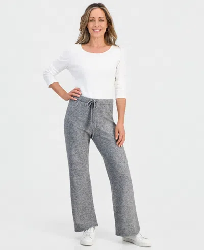 Style & Co Petite Luxsoft Wide-leg Pull-on Pants, Macy's Exclusive In Gray