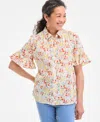 Style & Co Petite Madison Ditsy Shine Camp Shirt, Exclusively At Macy's In Multi