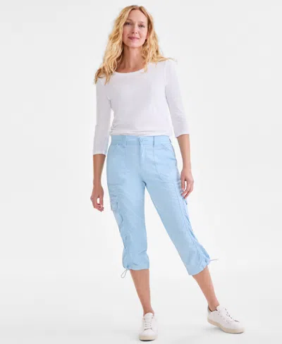 Style & Co Women's Cargo Capri Pants, Regular & Petite, Created For Macy's In Dream Blue