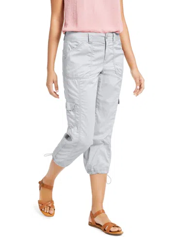 Style & Co Petite Mid-rise Cargo Capri Pants, Exclusively At Macy's In Gray