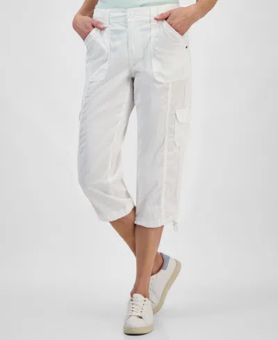 Style & Co Petite Mid-rise Cargo Capri Pants, Exclusively At Macy's In White