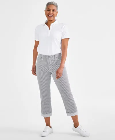 Style & Co Petite Mid-rise Curvy Roll-cuff Capri Jeans, Created For Macy's