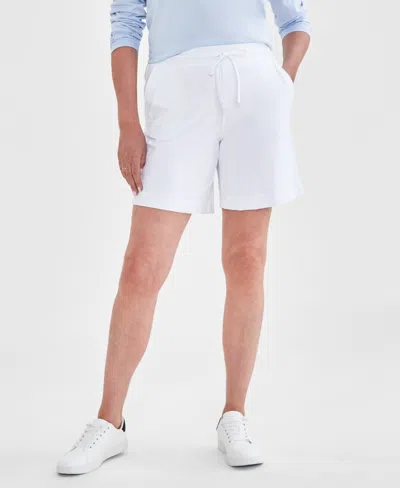 Style & Co Petite Mid-rise Drawstring Shorts, Created For Macy's In Bright White
