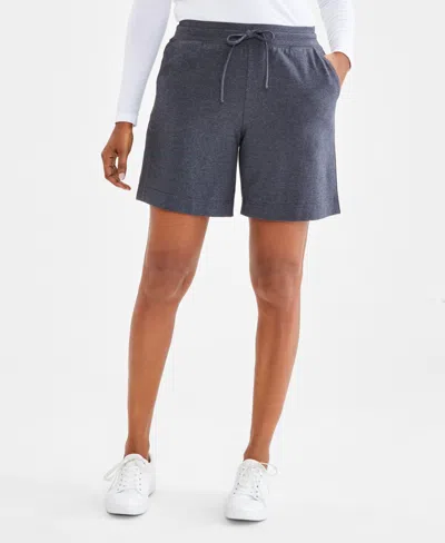 Style & Co Petite Mid-rise Drawstring Shorts, Created For Macy's In Charcoal Heather