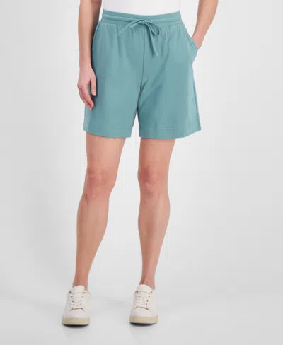 Style & Co Petite Mid-rise Drawstring Shorts, Created For Macy's In Desert Teal