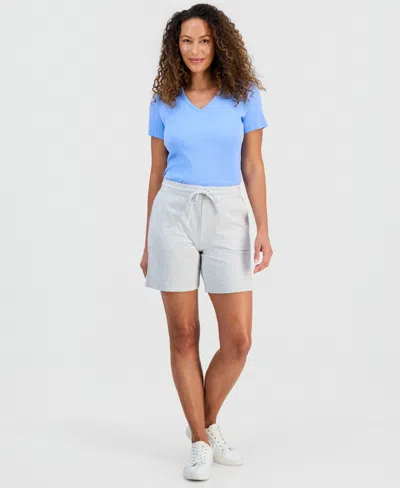 Style & Co Petite Mid-rise Drawstring Shorts, Created For Macy's In Gray