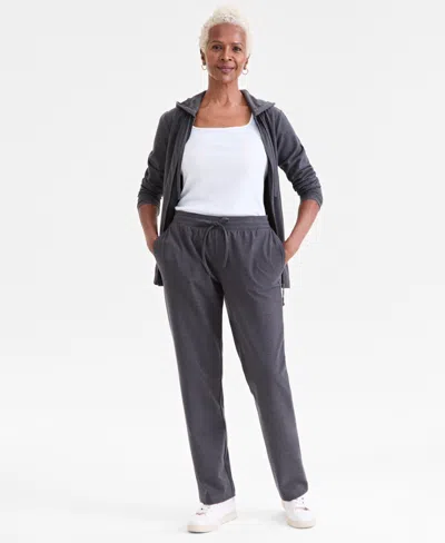 Style & Co Petite Mid-rise Pull-on Pants, Petite & Petite Short, Created For Macy's In Gray