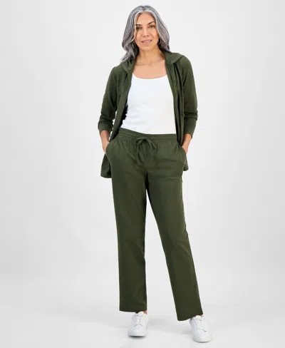 Style & Co Petite Mid-rise Pull-on Pants, Petite & Petite Short, Created For Macy's In Green