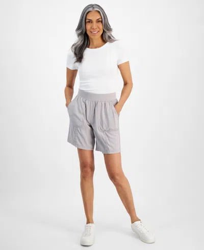 Style & Co Petite Mid Rise Pull-on Shorts, Created For Macy's In Opal Grey