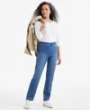 Style & Co Petite Mid-rise Pull-on Straight-leg Jeans, Exclusively At Macy's In Blue