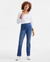 Style & Co Petite Mid-rise Pull-on Straight-leg Jeans, Exclusively At Macy's In Blue
