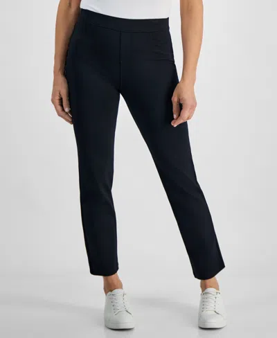Style & Co Women's Mid-rise Pull-on Straight-leg Denim Jeans, Created For Macy's In Deep Black