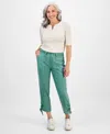 Style & Co Petite Mid-rise Tie-hem Capri Pants, Exclusively At Macy's In Green