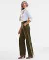 Style & Co Petite Mid Rise Wide-leg Corduroy Pants, Macy's Exclusive In Green