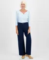 Style & Co Petite Mid Rise Wide-leg Pants, Macy's Exclusive In Blue