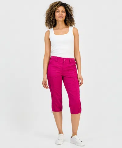Style & Co Petite Mid-rise Cargo Capri Pants, Exclusively At Macy's In Pink