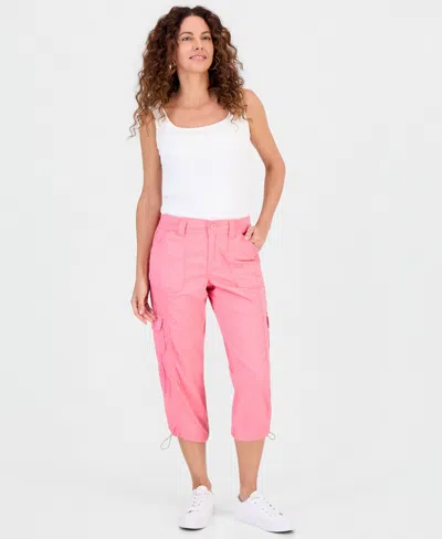 Style & Co Petite Mid-rise Cargo Capri Pants, Exclusively At Macy's In Pink