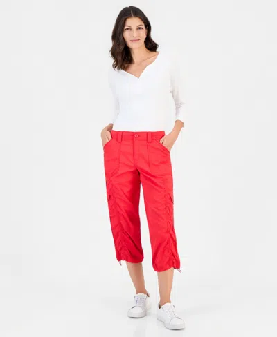 Style & Co Petite Mid-rise Cargo Capri Pants, Exclusively At Macy's In White
