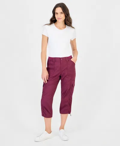 Style & Co Petite Mid-rise Cargo Capri Pants, Exclusively At Macy's In Purple