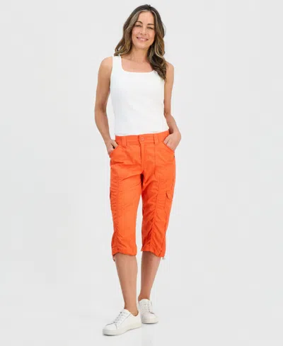 Style & Co Petite Mid-rise Cargo Capri Pants, Exclusively At Macy's In Orange