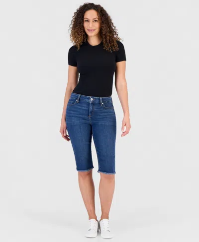 Style & Co Petite Mid-rise Raw-hem Skimmer Jeans, Macy's Exclusive In Blue
