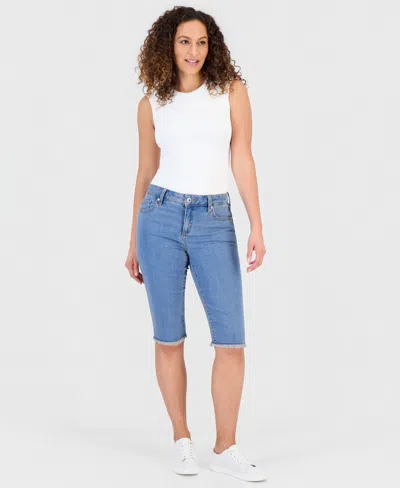 Style & Co Petite Mid-rise Raw-hem Skimmer Jeans, Macy's Exclusive In Blue