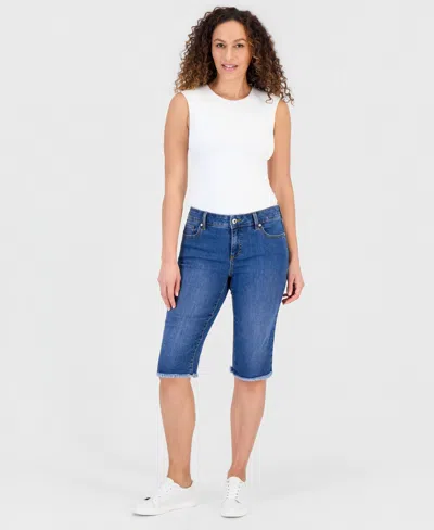 Style & Co Petite Mid-rise Raw-hem Skimmer Jeans, Macy's Exclusive In Blue