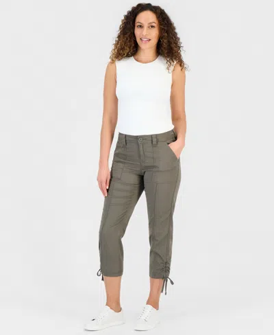Style & Co Petite Mid-rise Tie-hem Capri Pants, Exclusively At Macy's In Gray
