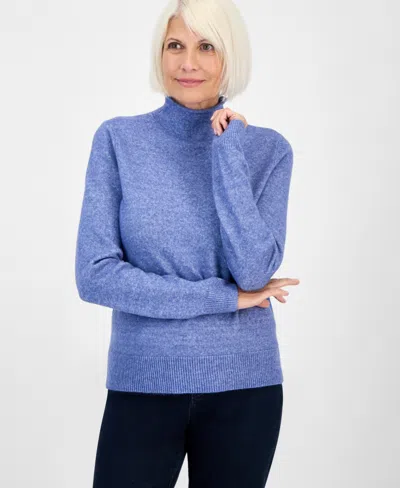 Style & Co Petite Mock Neck Sweater, Macy's Exclusive In Blue